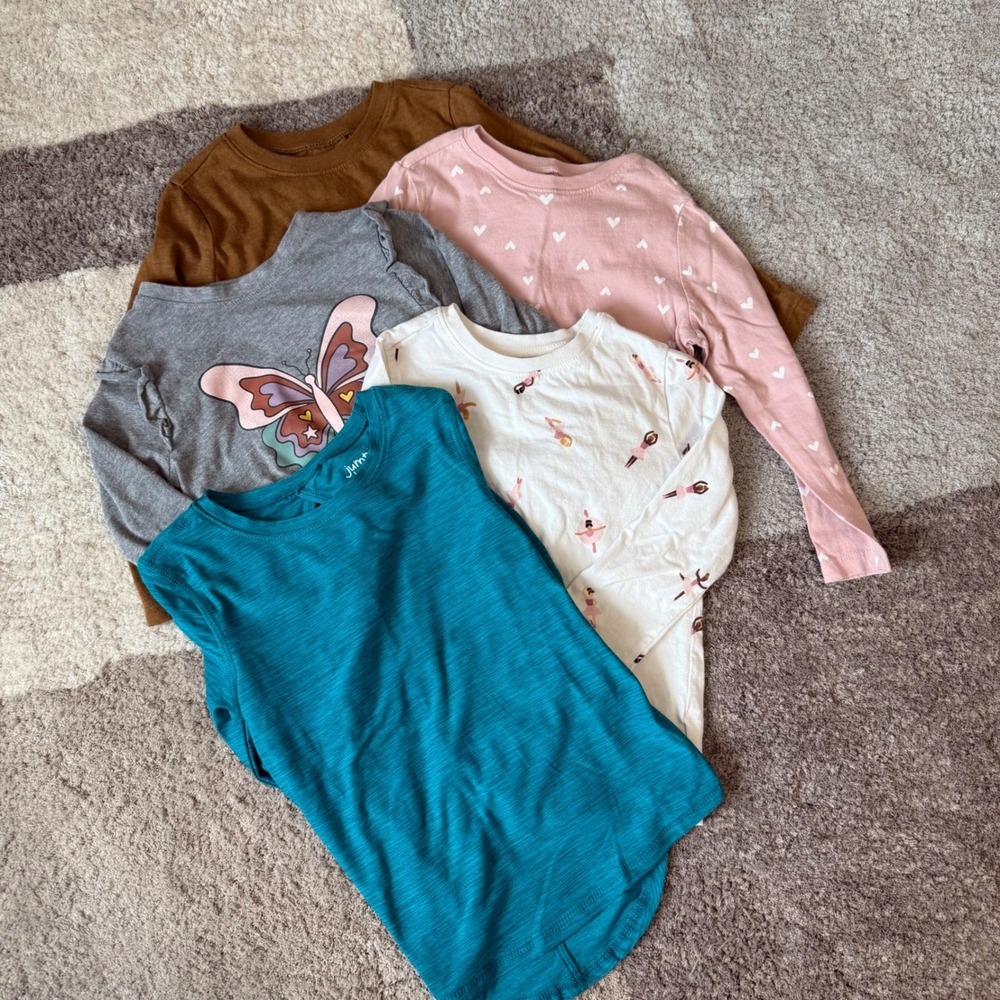 Girls‎ Size 5T Tops Bundle Old Navy Jumping Beans Garanimals Butterfly Hearts